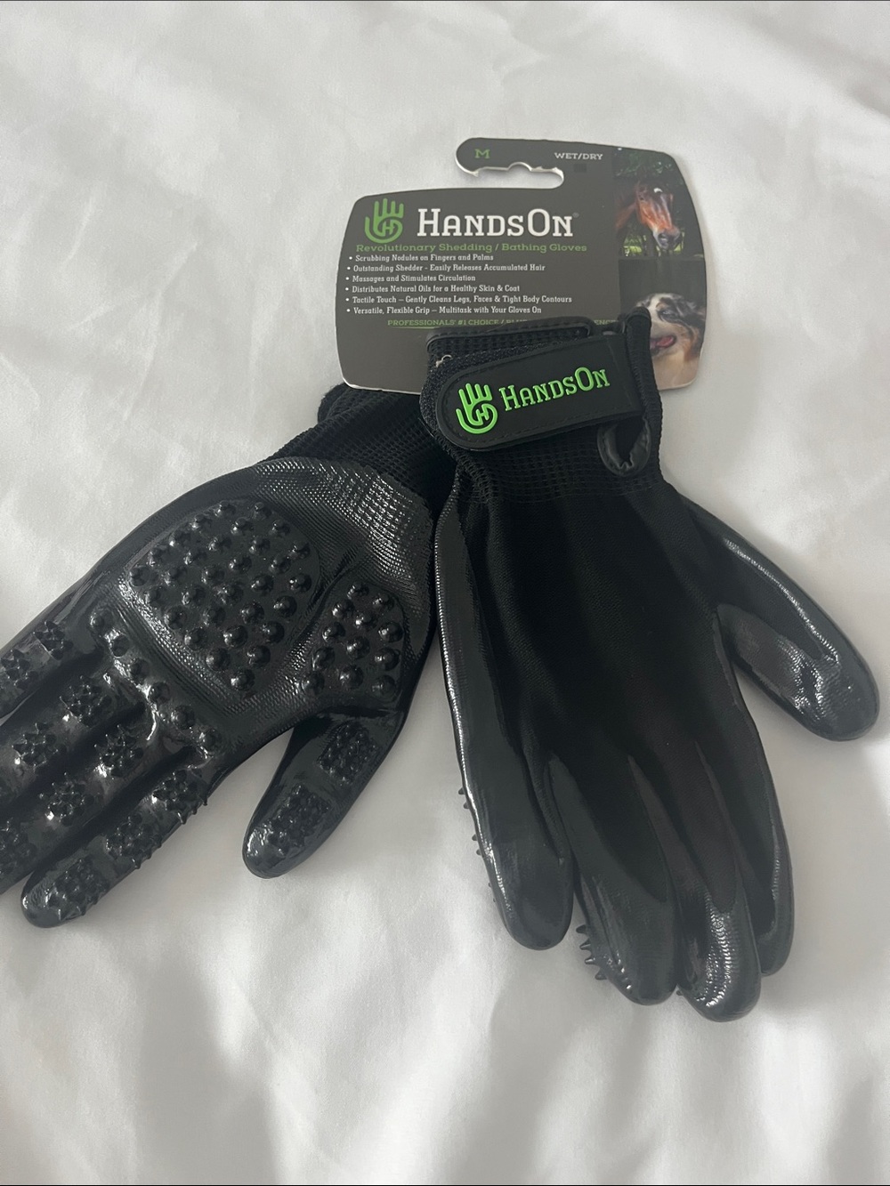 Black Pet Grooming Gloves - Gentle De-Shedding & Massage